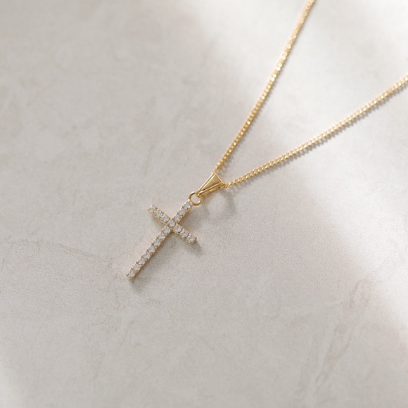 Crystal Cross Necklace | 18k Gold Filled - Picture 3 of 7